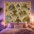 thumbnail image 2 of Fantasy Treasure Map Islands on a Teal Ocean, Whimsical Illustration for Ocean Lovers, Nautical Storybook Wall Art, Housewarming Gift Tapestry Wall Hanging for Bedroom and Living Room, 2 of 7