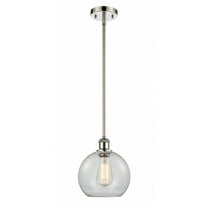 516-1S-PN-G122-8-Innovations Lighting-Athens - 1 Light Stem Hung Mini Pendant In Industrial Style-10 Inches Tall and 8 Inches Wide-Polished Nickel