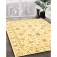 thumbnail image 3 of Ahgly Company Machine Washable Indoor Round Abstract Sun Yellow Area Rugs, 5' Round, 3 of 7