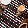 thumbnail image 3 of Valentine's Day Table Runner 36 Inches, Red Love Hearts Black Striped Romantic Bed Runner Dresser Scarves Tabletop for Indoor Outdoor Parties/Ceremony/Banquet, 13"x 36", 3 of 8