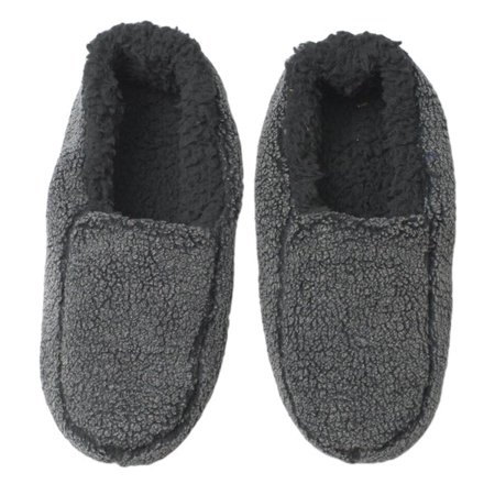 

OoohGeez Mens House Sherpa Slippers Outdoor Fuzzy Warm Shoes with Rubber Sole Black L