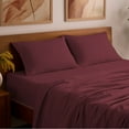 thumbnail image 6 of Mellanni 5-Piece Iconic Split King Bedsheet Set - Microfiber, 16" Deep Pocket, Cooling, Wrinkle, Fade, Stain Resistant, Burgundy, 6 of 6