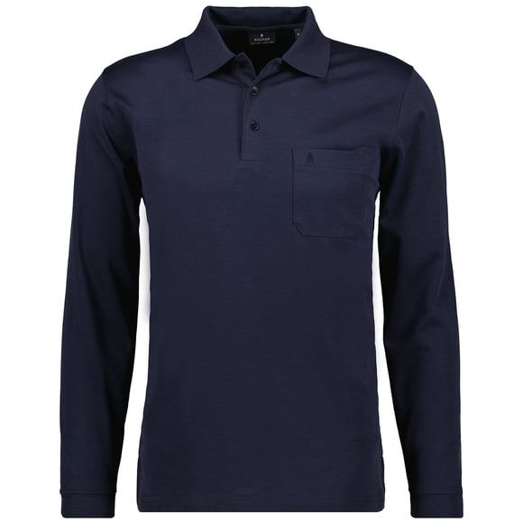 RAGMAN Polo de manga larga para hombre - Soft Knit Polo Polo con botones de manga larga, mezcla de algodón, botones delanteros, fácil de cuidar Azul oscuro 2XL (XX-Large)