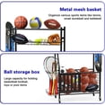 thumbnail image 3 of LAFGUR Garage Sports Equipment Organizer,Ball Storage with Baskets and 4 Hooks, Sports Gear with Wheels for Garages, Gym, Powder Coated Steel, Black, 3 of 8