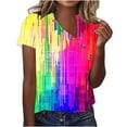 thumbnail image 2 of Busydd Womens Tops Summer V Neck Short Sleeve T-Shirts Tie Dye LGBT Pride Shirts Casual Loose Button Equality Blouses Fashion Funny Graphic Tee Tops Plus Size Tops for Women S-5XL, 2 of 5