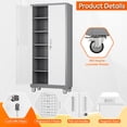 thumbnail image 5 of Aobabo Metal Garage Storage Cabinet with Wheels, Rolling Tool Storage Cabinet with 5 Adjustable Shelves and Pegboard for Home Office Utility Room,Required Assembly,Gray White 71" H×32" W×16" D, 5 of 11