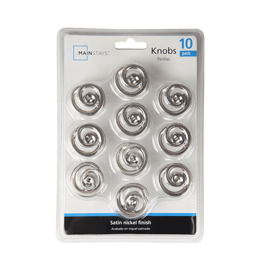 Mainstays 1-1/3" (34mm) Swirl Cabinet Knob, Satin Nickel, 10 Pack