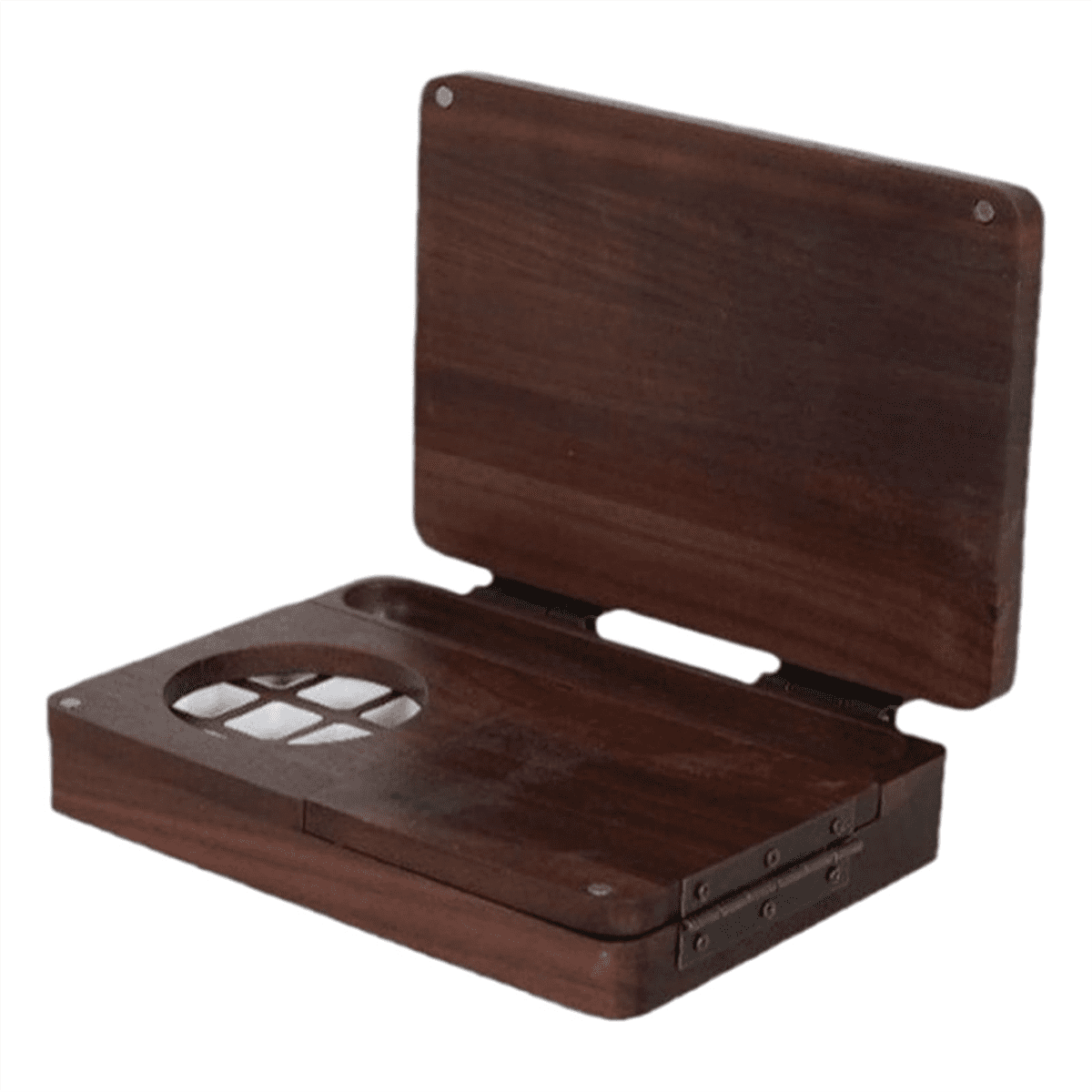 Wooden Watercolor Palette, 6.7x4.7x1.6inch 24 Grids Paint Palette with Mixing Tray & Lid New