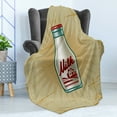thumbnail image 4 of Farmhouse Soft Flannel Fleece Blanket, Retro Style Milk Bottle Illustration on Weathered Grungy Background Dairy Product, Cozy Plush for Indoor and Outdoor Use, 70" x 90", Multicolor, by Ambesonne, 4 of 5