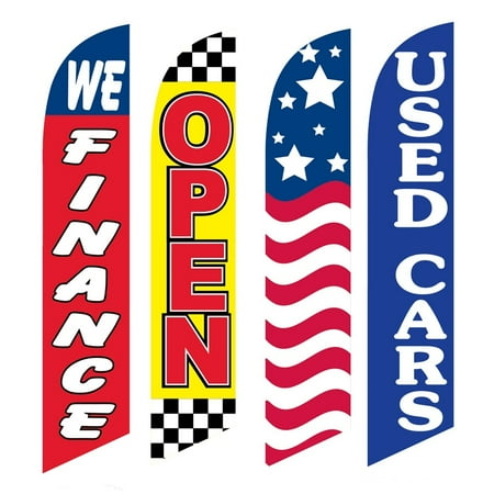 4 Advertising Swooper Flags We Finance Open USA Used Cars