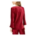 thumbnail image 2 of ALFANI Womens Burgundy Ribbed Long Sleeve V Neck Top L, 2 of 4