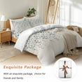 thumbnail image 7 of Flower Blue Bedding Duvet Cover Set King Size 4 Pieces Grey Cherry Blossoms Cotton Linen Background Bedding Set with Zipper Closure, 1 Comforter Cover 92x106 Inches 1 Flat Sheet & 2 Pillow Cases, 7 of 7