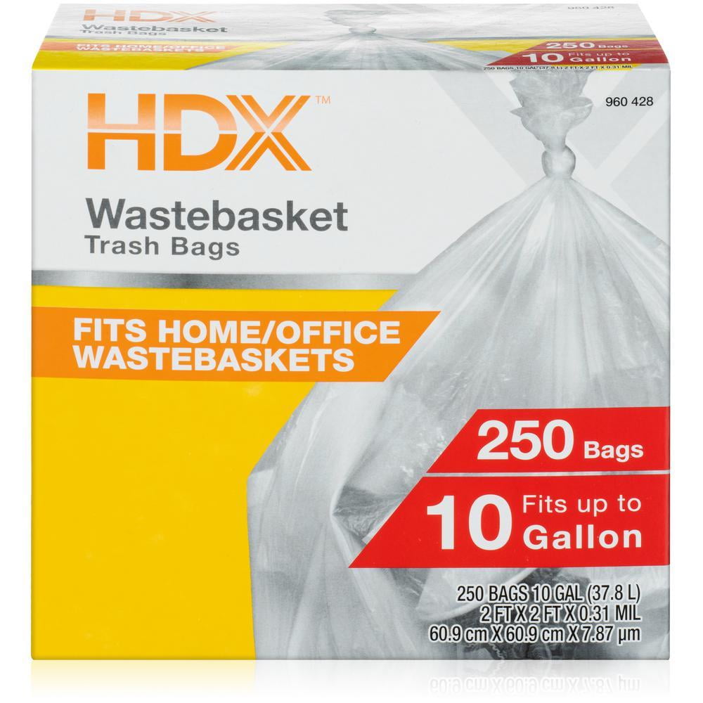 ** HDX 10 Gal. Clear Waste Liner Trash Bags (250-Count) (D)