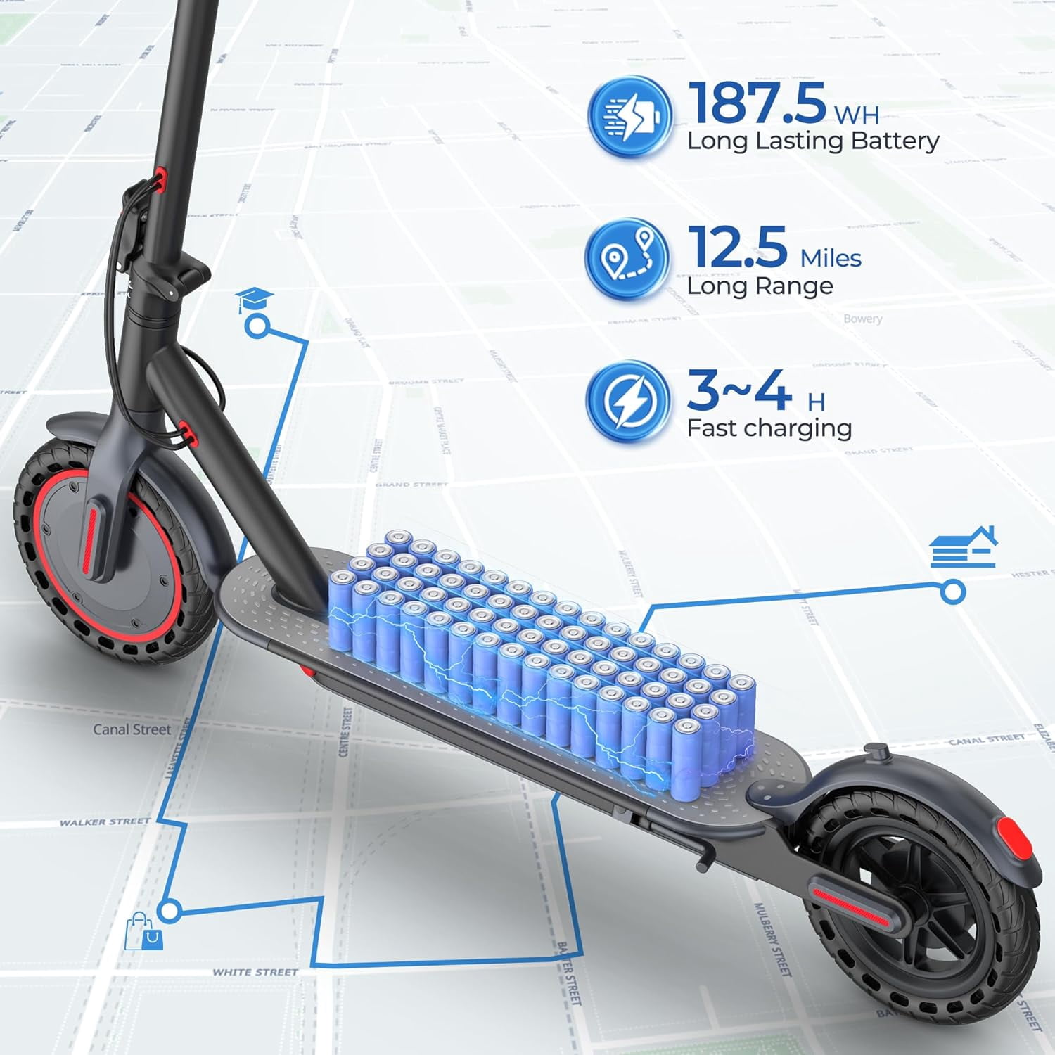 Electric Scooter for Adults, Portable Folding Commuting Scooter for Adults and Teens, 19 Mph Top Speed, 8.5"