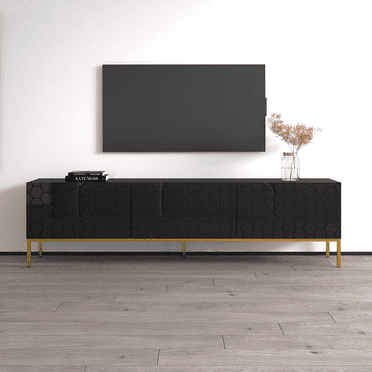 Net 03 TV Stand for TVs up to 80", Mid-Century Modern High Gloss 71