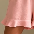 thumbnail image 5 of Morttic Women's Solid Color V-Neck Short Sleeve Laced Waist Ruffle Hem With Pockets Loose Fit Summer Beach Jumpsuit Pink，M, 5 of 6