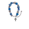 thumbnail image 2 of Delight Jewelry Silvertone Small Botonee Cross with Beaded Decoration Blue Paw Print Bead Bracelet, 7"+2", 2 of 4