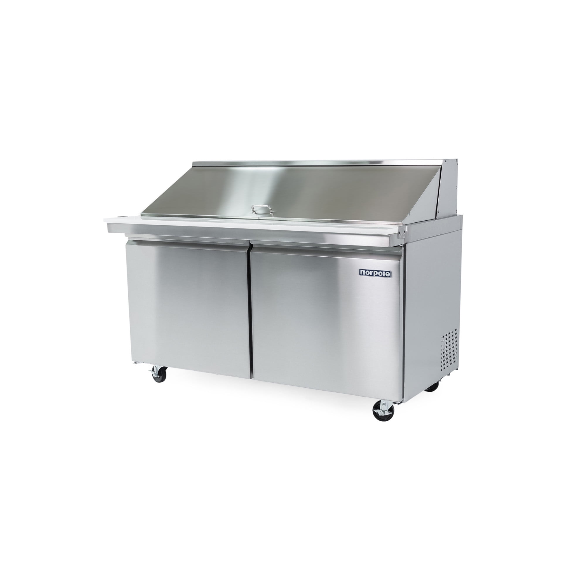 Norpole 60 in. W 15 cu. ft. 2-Door Mega Top Prep Table Commercial Refrigerator in Stainless Steel in Stainless Steel