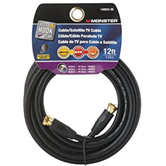 Monster Jhiu 140042-00 12 ft. Black RG6 Video Coaxial Cable