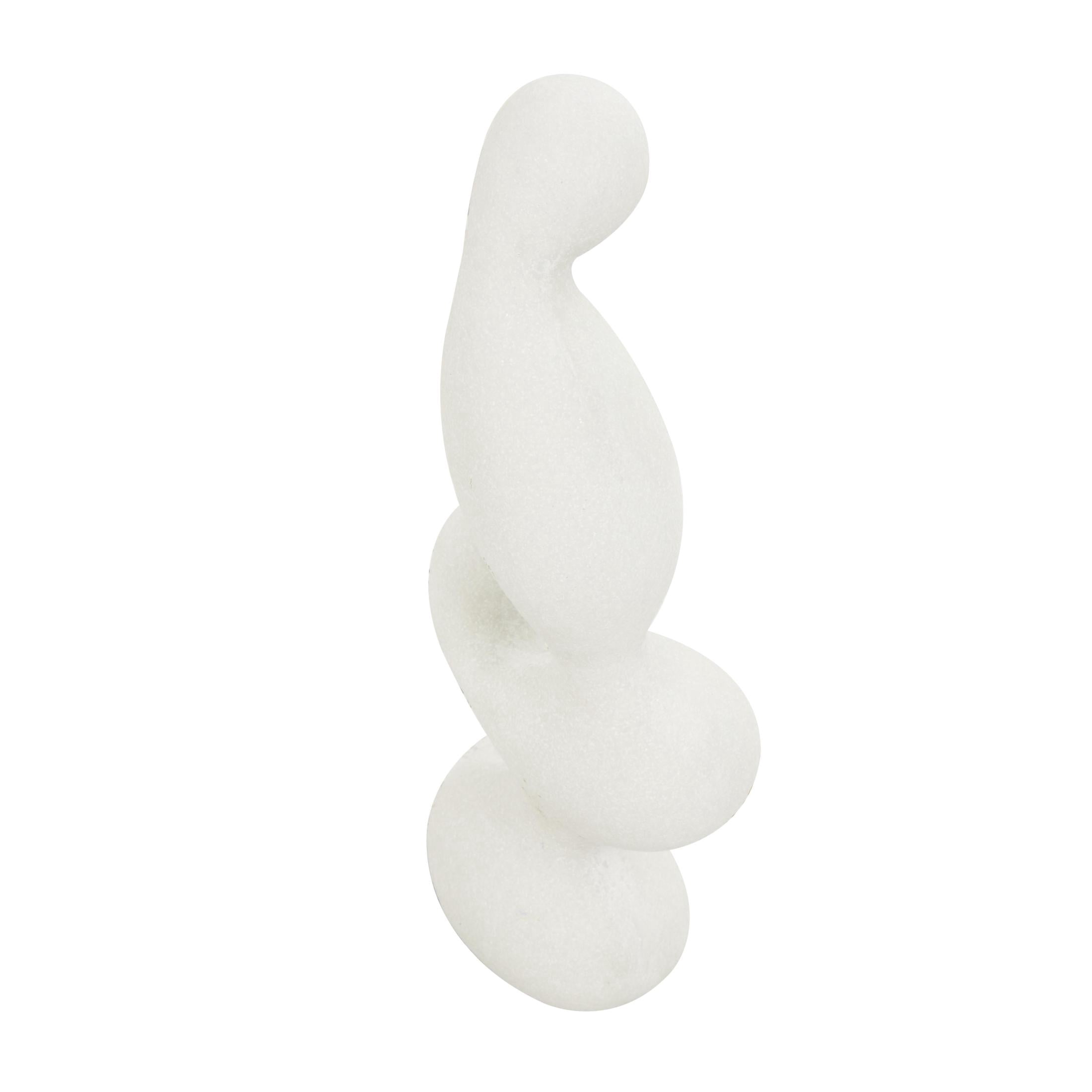 7" x 18" White Polystone Curved Shaped Abstract Sculpture with Speckled Texturing, by DecMode