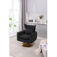 thumbnail image 2 of 360-degree Swivel Accent Chair with Pillow Wide Upholstered and Gold Base,Classic Mid-Century Barrel Chair,  Sofa Chair for Living Room Bedroom Office Lounge,Black Linen, 2 of 9