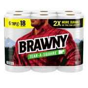 Brawny Tear-a-Square Paper Towels, 6 Triple Rolls