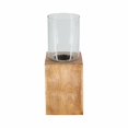 thumbnail image 5 of Square Mango Wood Base Hurricane Candle Holder for Living Room -  Sophisticated Clear Glass for Modern Centerpieces - Pillar Candle Stick and Lantern Decor for Bedroom Vanity Display - 15", Brown, 5 of 10