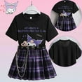 thumbnail image 3 of Kawaii Kuromi Short Sleeves Skirt Suit Preppy Style T-shirt Pleated Skirt Student Fashion Trend  Uniform, 3 of 8