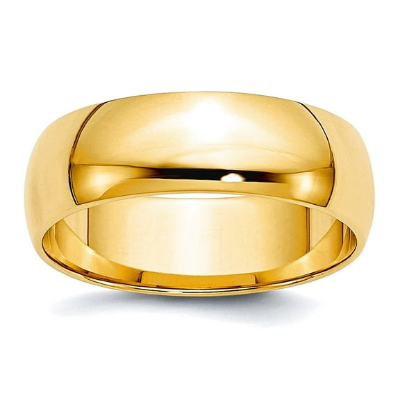 10k Yellow Gold Solid Polished Lightweight 6mm Ltw Half Round Band Size 7 Ring Ring for Women and Men