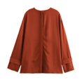 thumbnail image 5 of HH TRAF Blusa holgada elegante con lazo y mangas largas y cuello redondo de dos colores lisos para mujer de otoño con diseño de abertura con botones en la espalda para mujer, 5 of 5