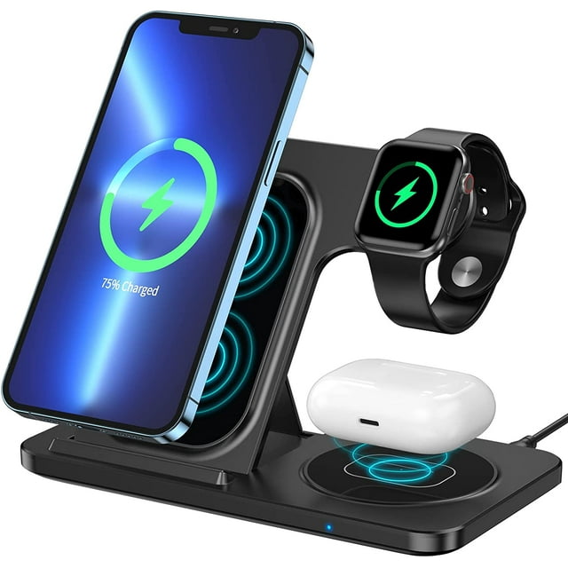 3 in 1 Wireless Charger, Wireless Charger Compatible-Black