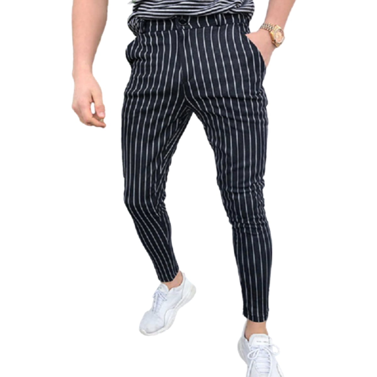 Lovaru S-3XL Men's Skinny Striped Pants 