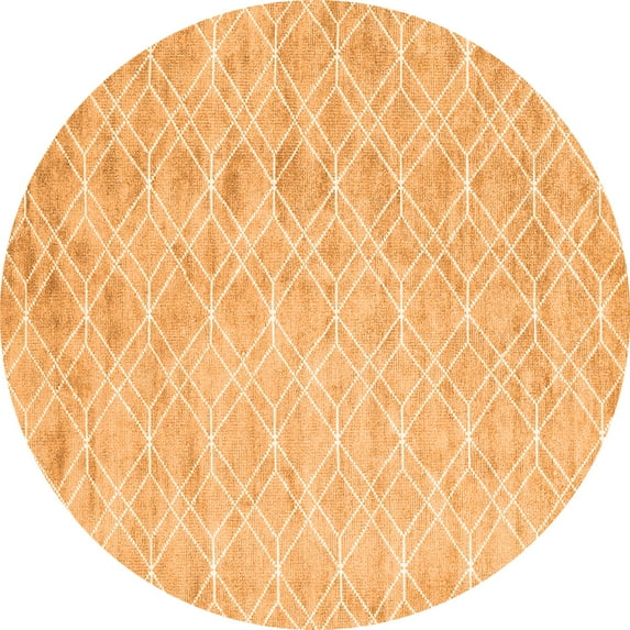 Ahgly Company Indoor Round Abstract Orange Contemporary Area Rugs, 3' Round