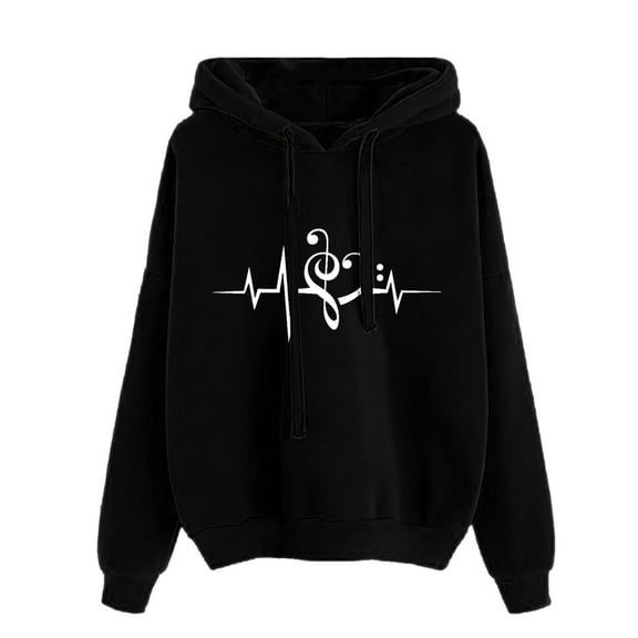 Fiaer Womens Hoodies Oversized Loose Fit Long Sleeve Hooded Pullover Drawstring Graphic Warm Breathable Tops Black L