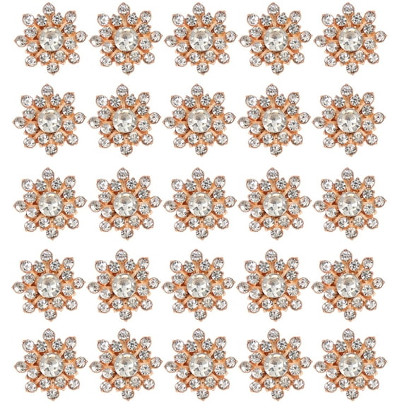 30pcs Rose Gold Metal Rhinestone Buttons for Decor DIY Sewing Supplies Clothes Size 1 inch