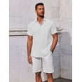 thumbnail image 2 of Camisa COOFANDY de lino blanco con botones para hombre, manga corta, 2 of 6