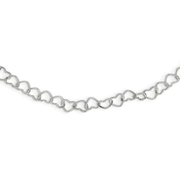 Auriga Fine Jewelry 925 Sterling Silver Fancy Heart Link Necklace 18" for Women