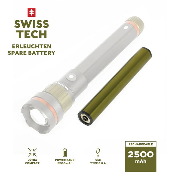 Swiss Tech 5200mAh Rechargeable Battery Core for Erleuchten 3000LM LED Flashlight