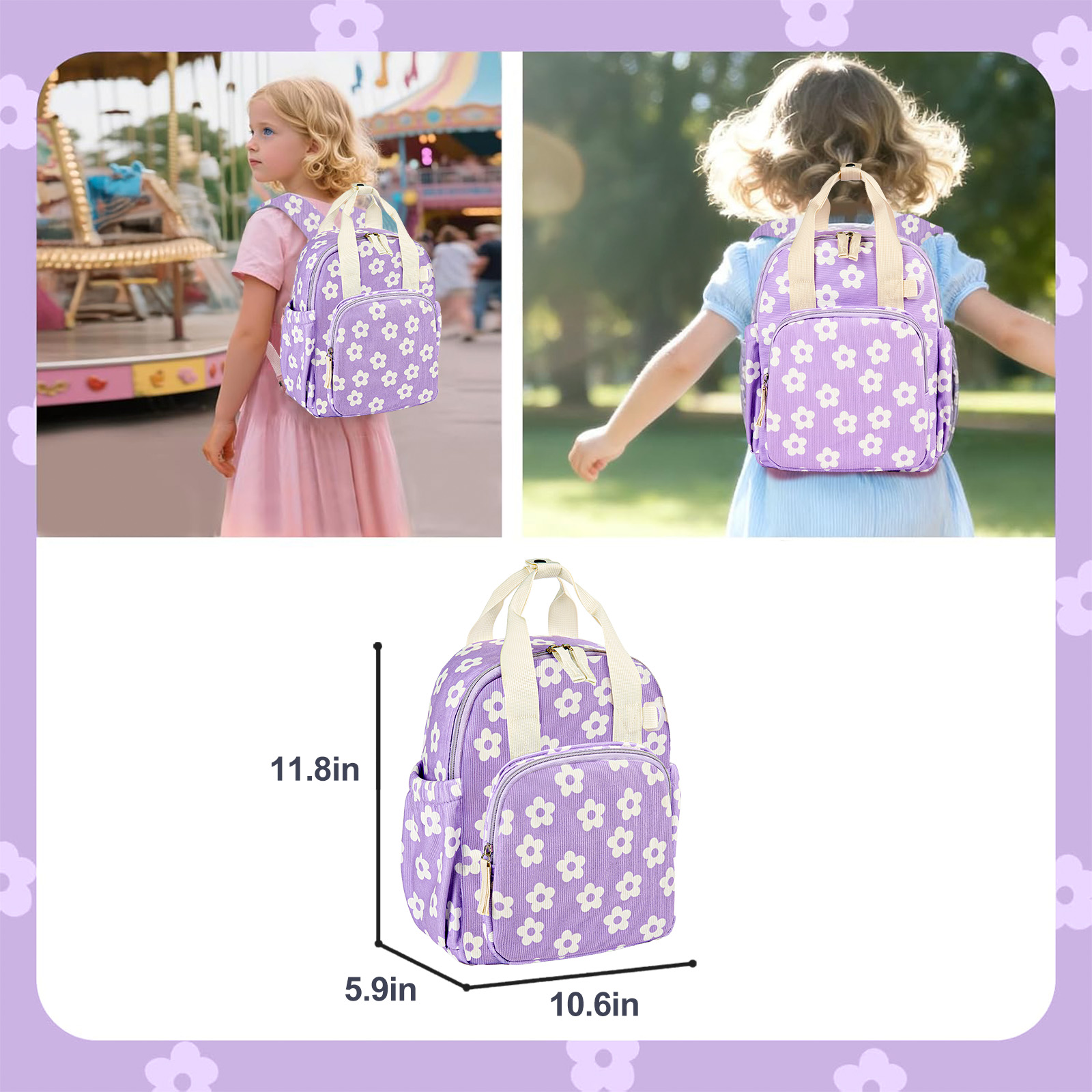 Mochila para niños pequeños de 2-4 años, linda, de 12 pulgadas, para preescolar y guardería, para niñas 6