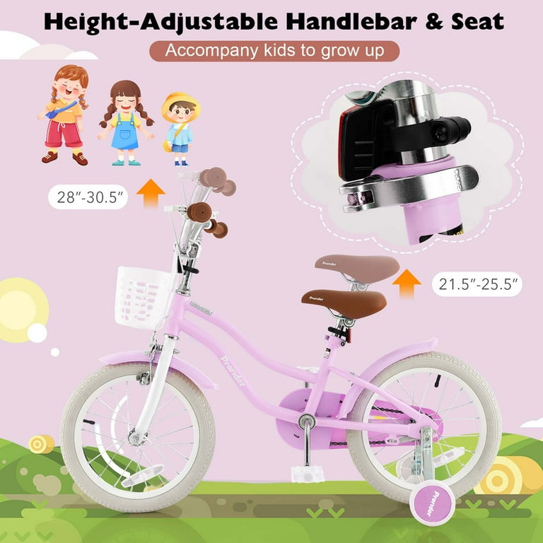 Costway 16 Kids Bike Toddler Adjustable Bicycle with Training Wheel for 4 7 Years Old Girl