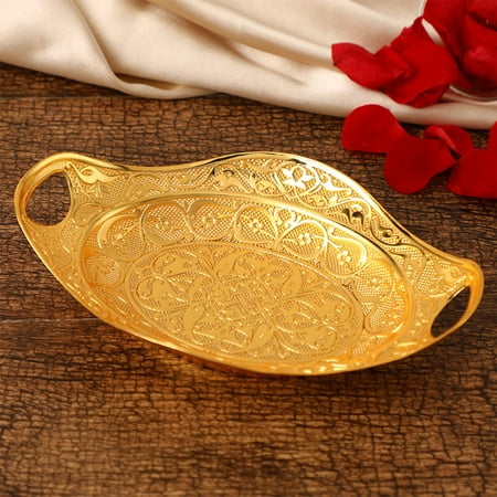 

1x Snack Tray Stylish Slip Fall Resistance Reusable Popcorn Container Golden Holder Durable Fruit for Household Party Office Family