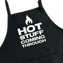 GuyAprons Hot Stuff Coming Through Apron, Funny Apron for Men, BBQ Grill Apron, Funny Apron for Dad
