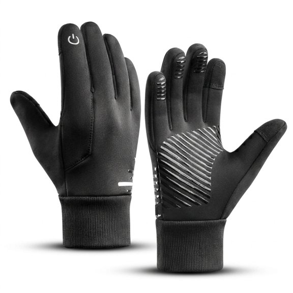 Waterproof Winter Cotton Padded Gloves, Touch Screen Warm Thermal Gloves With Silicone Grip For Hiking Running Outdoor Sports