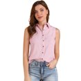 thumbnail image 1 of INSPIRE CHIC Junior's Single Breasted Point Collar Sleeveless Shirt, 1 of 6