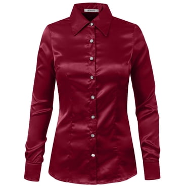 Neweek Satin Crinkle Blouses For Women Lace Collared Cuff Tops Silk...