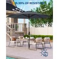 thumbnail image 5 of 9ft Solar LED Patio Umbrella with Tilt Crank - 32 Lights & 8 Ribs, Market Umbrella for Pool, Deck, Backyard & Balcony, Gray, 5 of 6