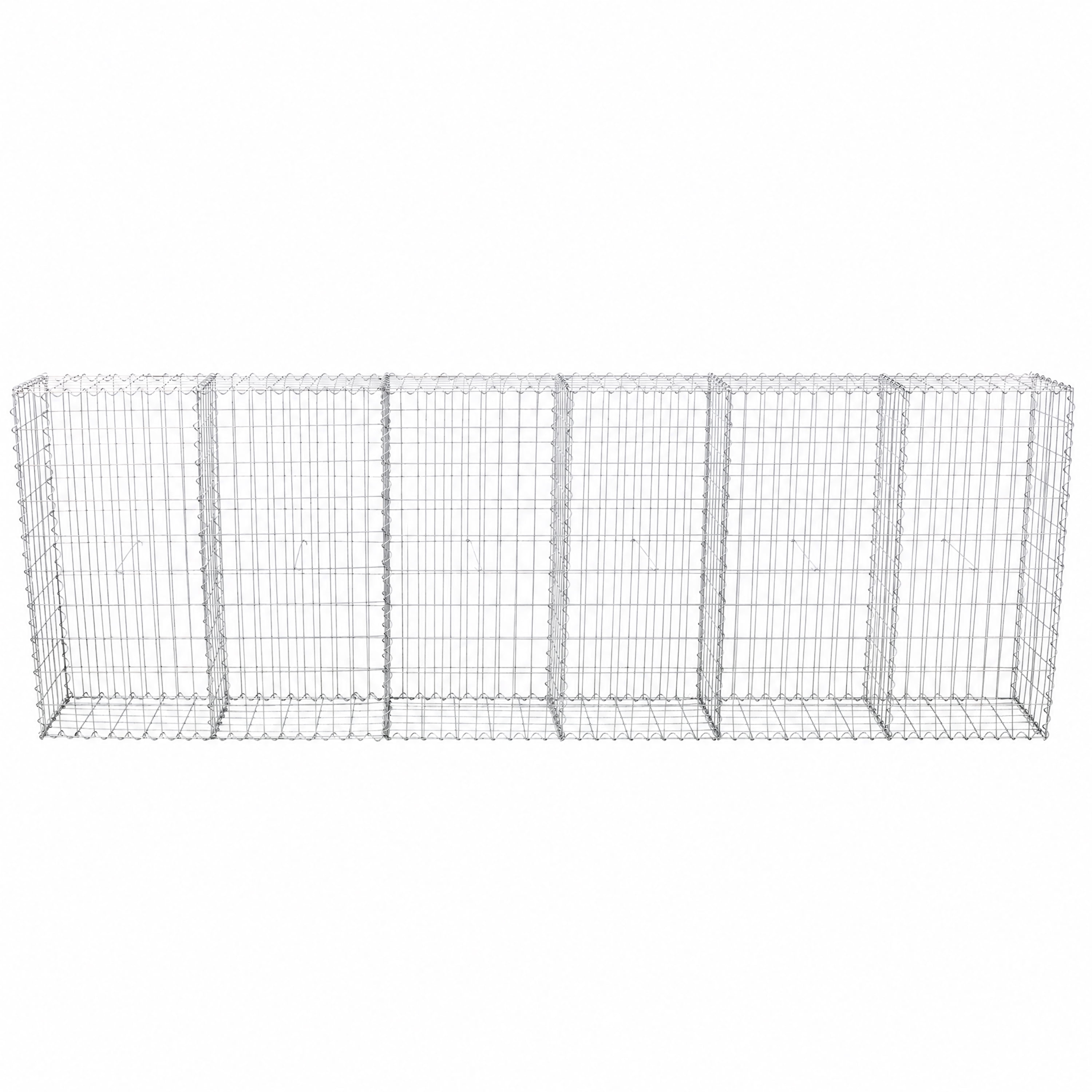 Tall Galvanized Gabion Basket 118" x 11-7/8" x 39-3/8", Heavy 3.0mm Wire, Multi-Compartment High Retaining Wall, Tool-Free Assembly for Garden Landscape