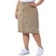 thumbnail image 4 of Falda de mezclilla para mujer de tallas grandes Agnes Orinda con bolsillos laterales, cintura elástica y abertura trasera, falda de jeans 2X color caqui, 4 of 7