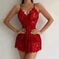 thumbnail image 4 of zuwimk Nightgowns For Women,Women Nightdress Lace Chemises Nightgown V-Neck Full Slip Z-Red,L, 4 of 5