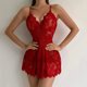thumbnail image 4 of Gibobby Pijamas para mujer Nueva Sexy cuello en V Sexy encaje ropa de dormir satén ropa de dormir encaje Chemise Mini Teddy ropa de dormir (Rojo,M), 4 of 5
